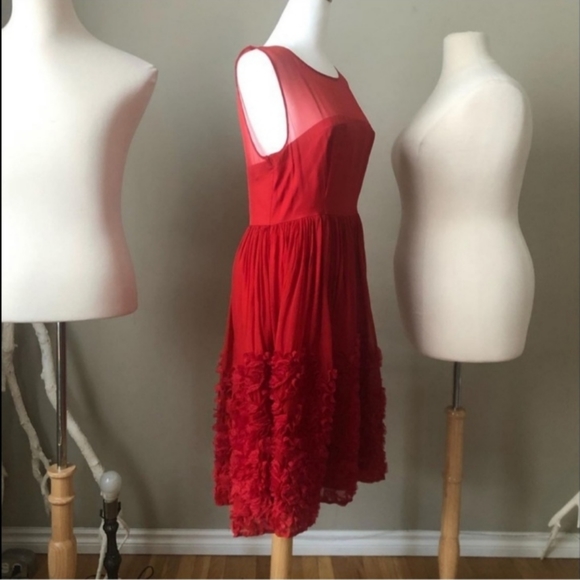 Red 100% Silk Dress - Picture 2 of 5